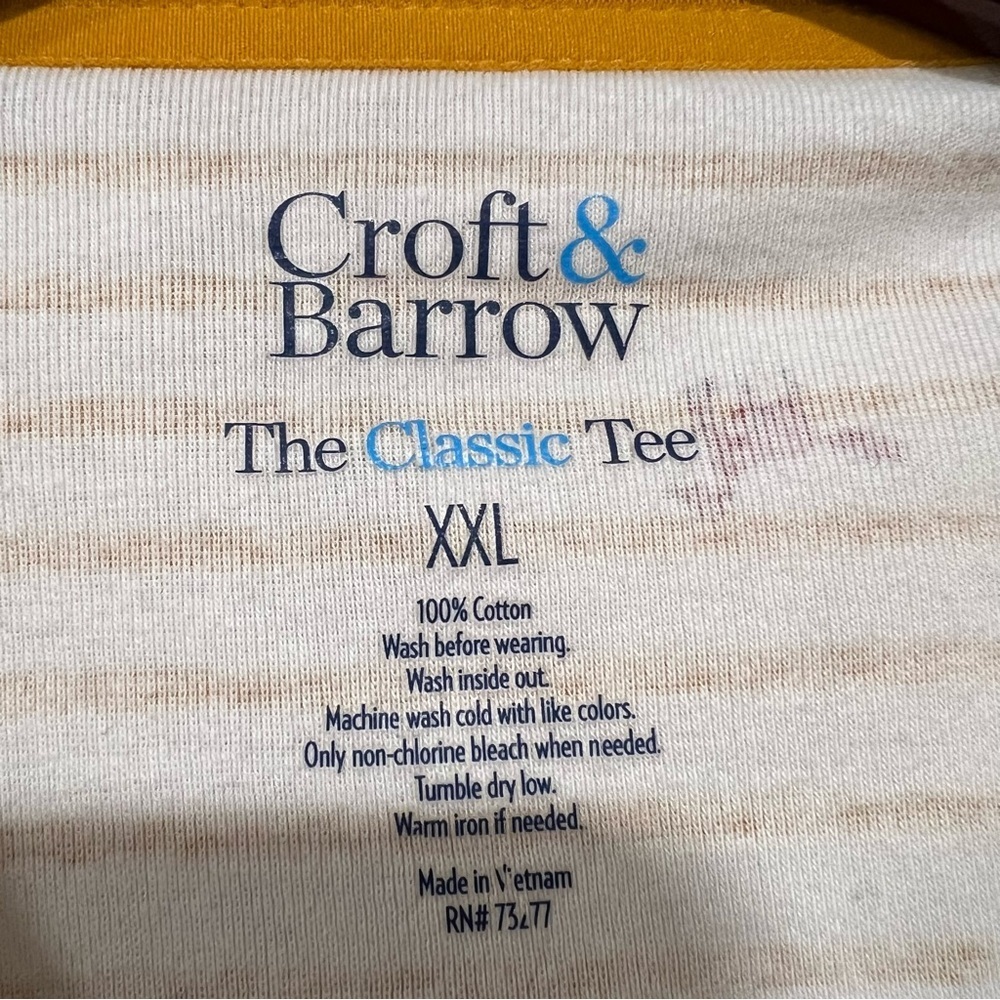 Yellow Stripe Fox T-Shirt Tee 2X Long Sleeve V Neck Top Shirt Croft & Barrow EUC - Picture 4 of 8